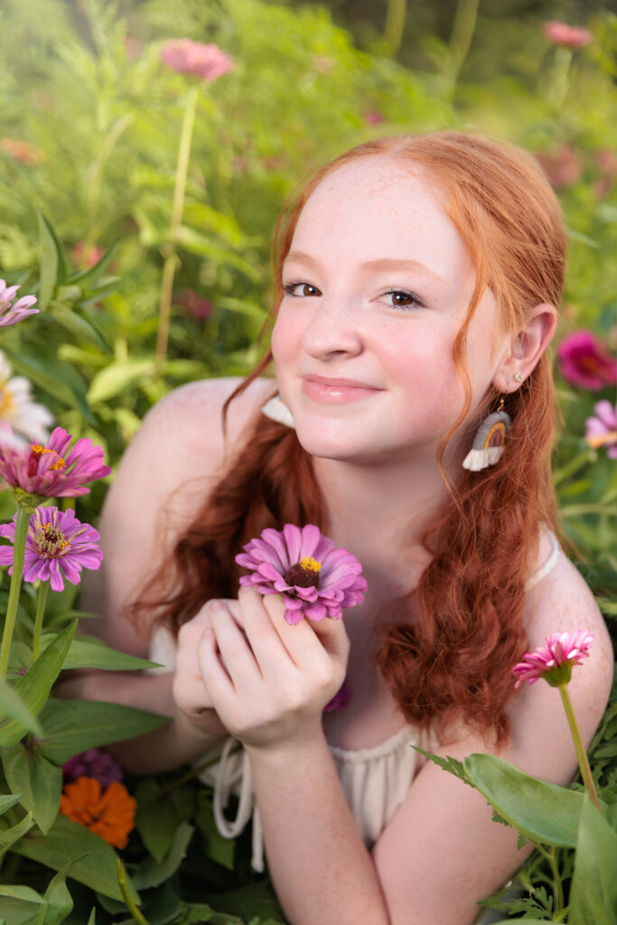 Smiling in the flowers near Cary NC.