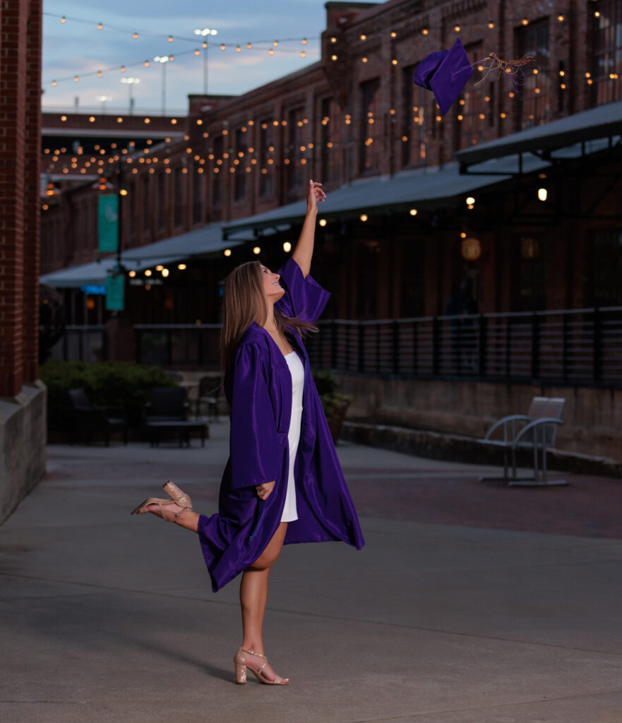 Cap & Gown Throwing cap in Durham NC pictures