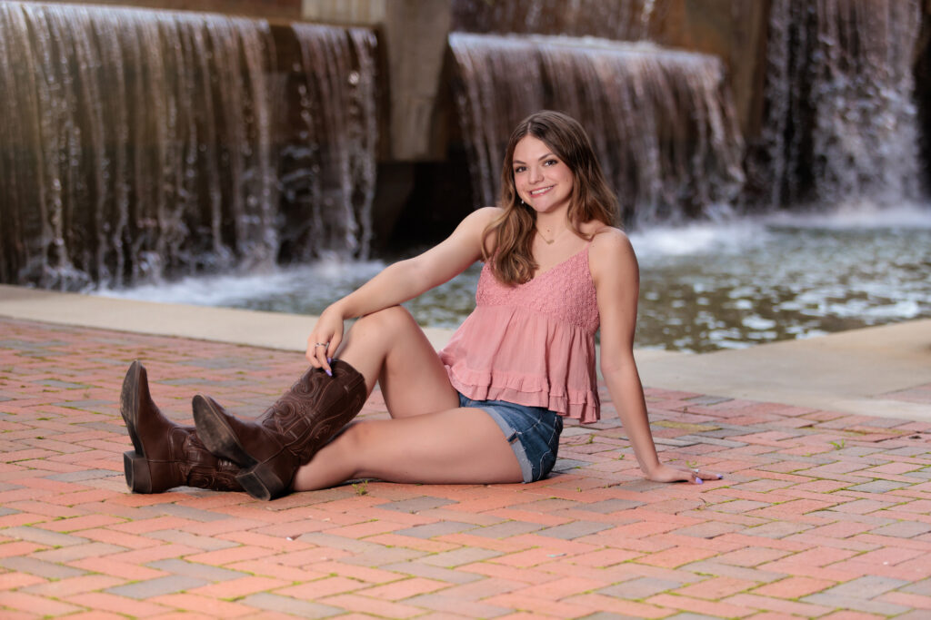 Waterfall background for NC Senior Portraits