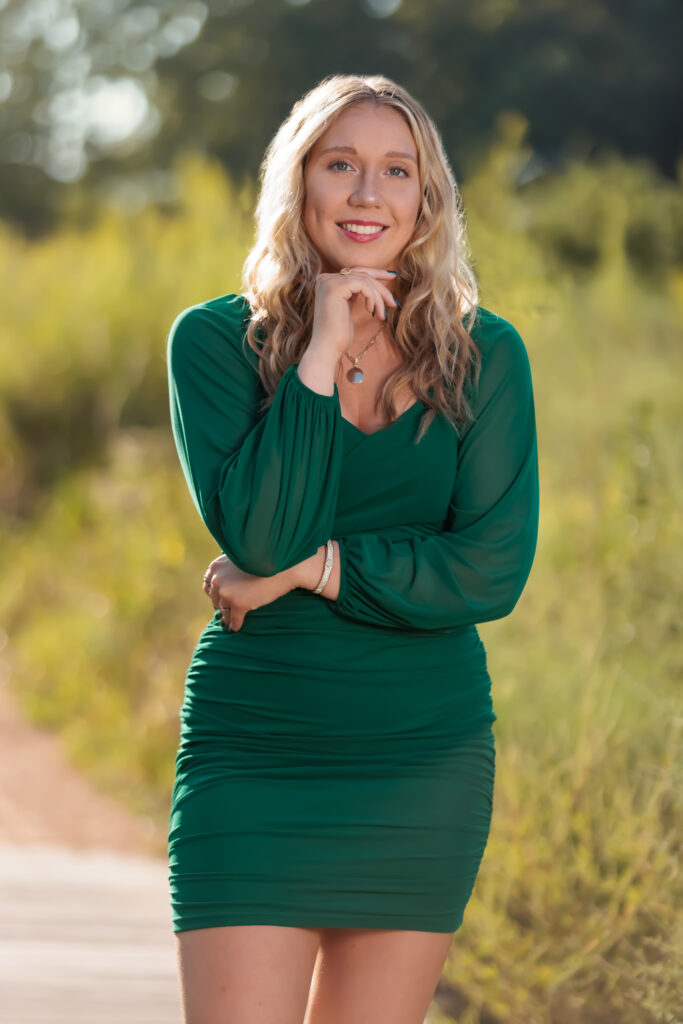 Fall Senior Session surrounding with tall grass in Raleigh NC