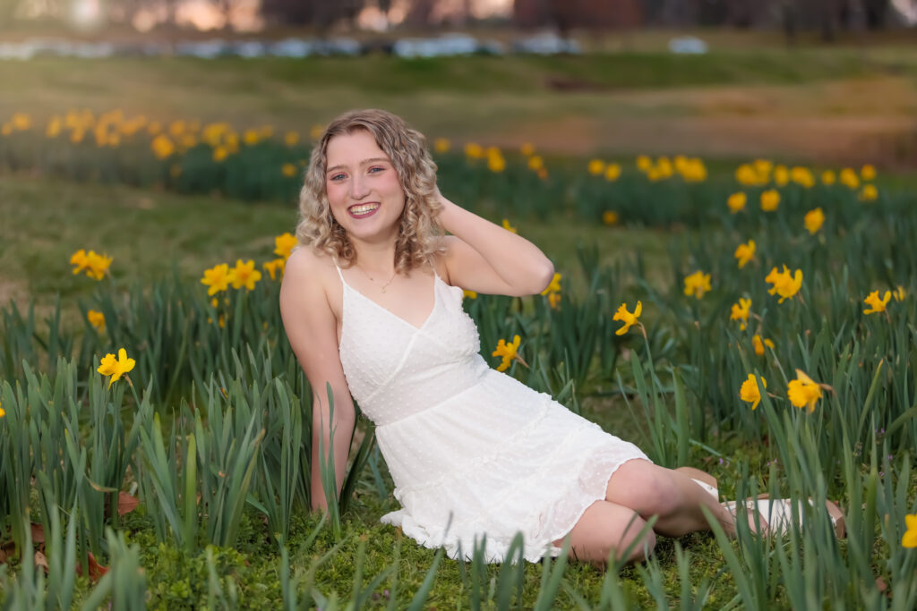 Raleigh Senior Photographer Spring Portraits Daffodils