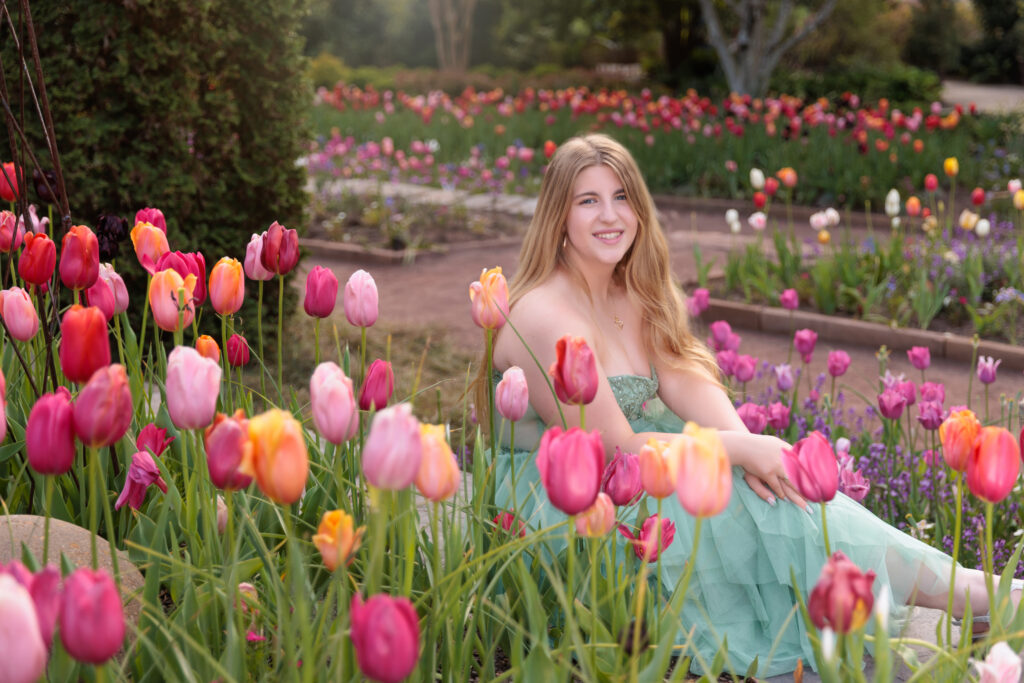 Raleigh Senior Photographer Spring Portraits Colorful tulips