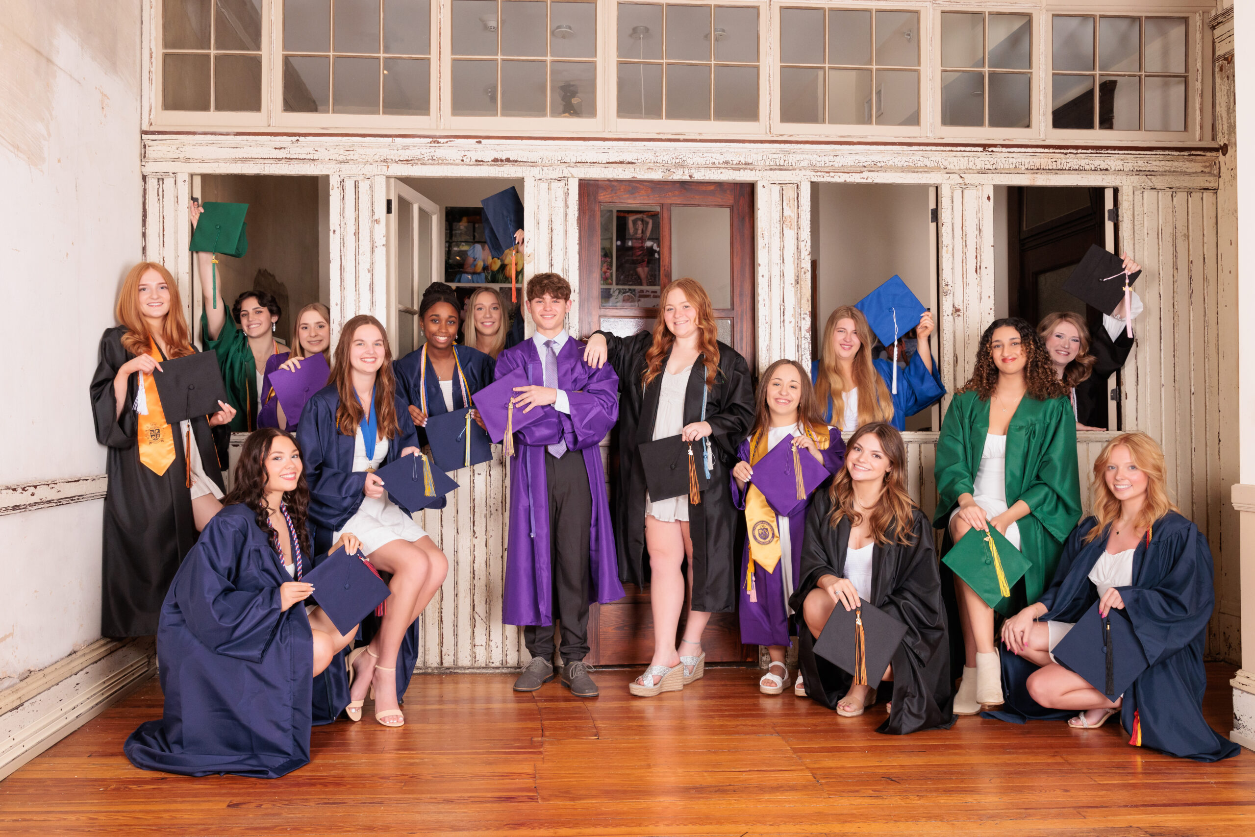 Raleigh Senior Photographer Group Cap & Gown Portraits