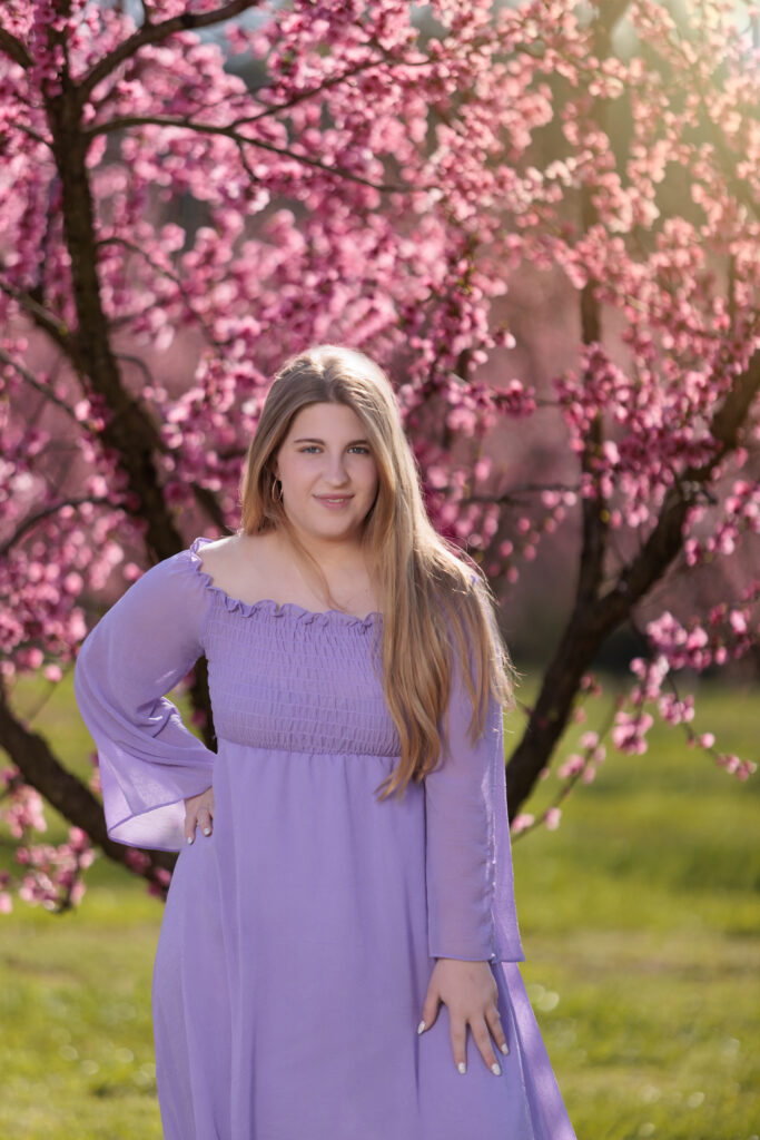 Raleigh Senior Photographer Spring Portraits Peach Orchard