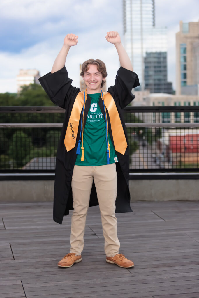 Raleigh Senior Photographer Spring Portraits Cap and Gown Downtown Raleigh