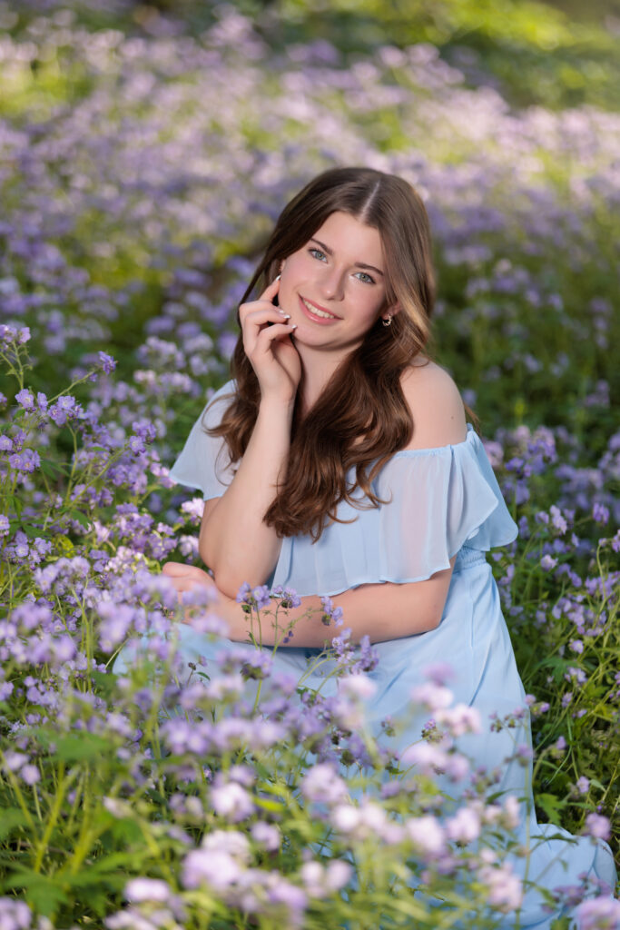 Raleigh Senior Photographer Spring Portraits Purple Flowers