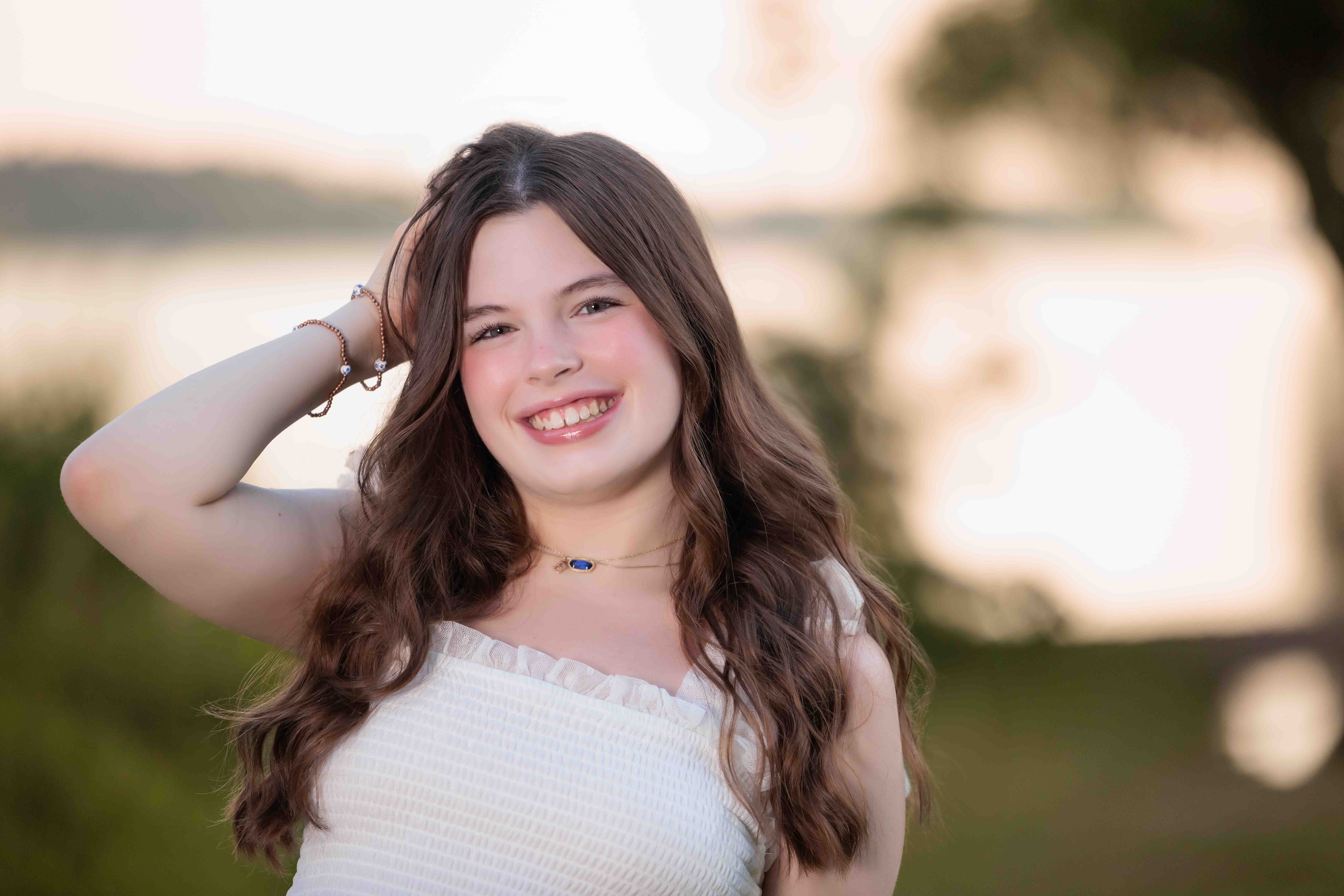 Raleigh Teen Portraits at sunset at local lake