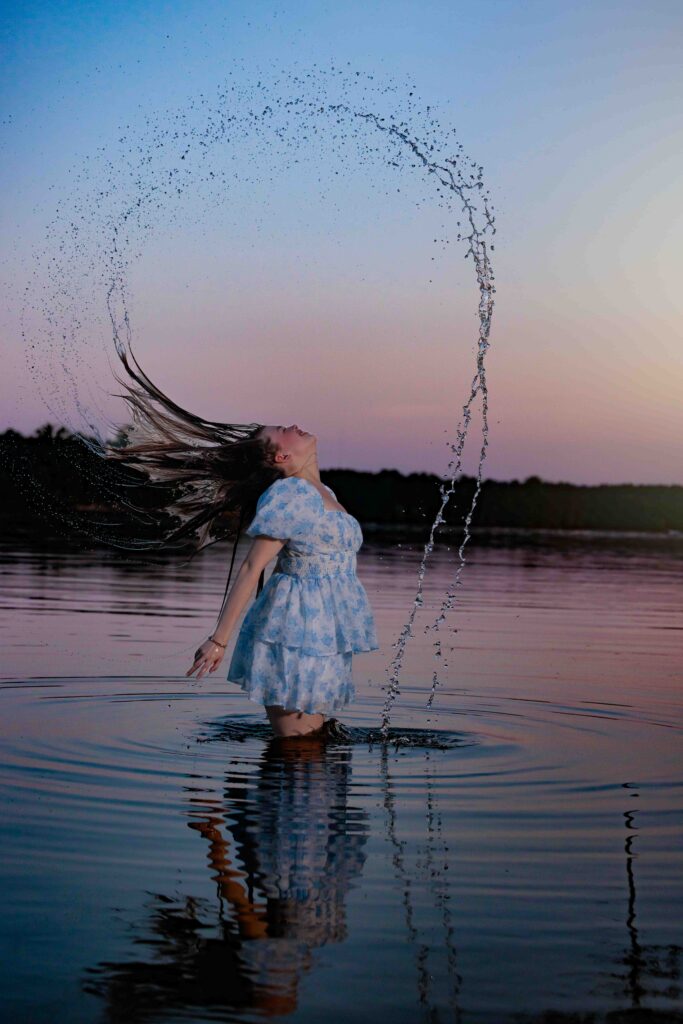 Raleigh NC Teen at Lake in Water