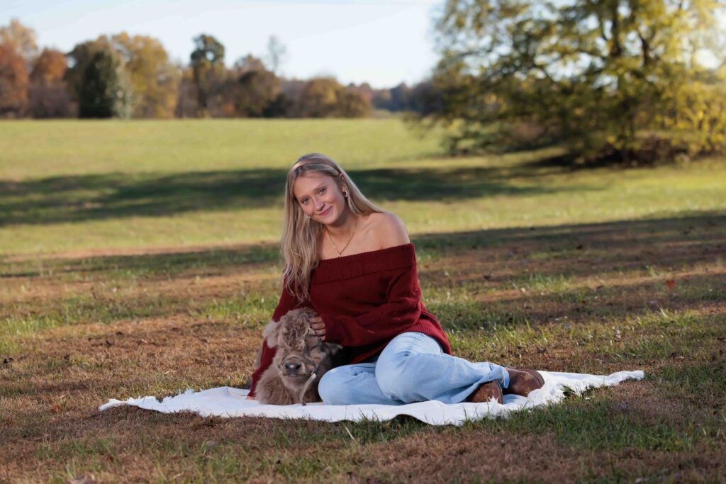 NC Senior Photography with Highland Cows